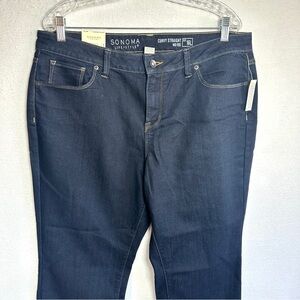 Sonoma Blue Jeans Womens 16L 16 Long Dark Wash Curvy Straight Mid Rise Denim New